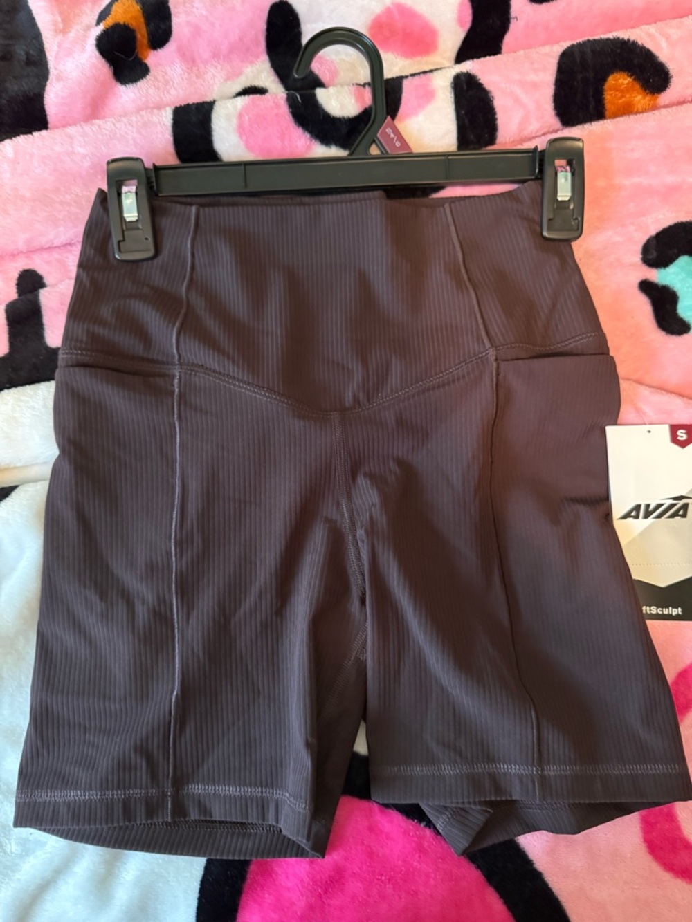 Avia Ribbed High-Waist Brown Bike Shorts
